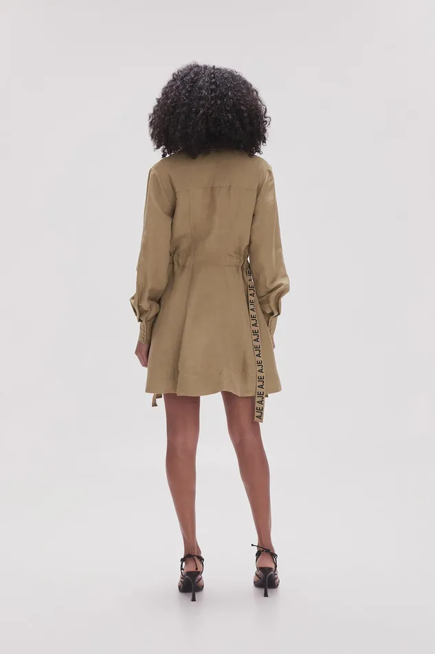Aje Eternal Logo Mini Dress Desert Khaki Women Dresses