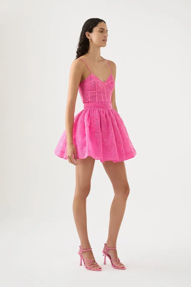 Aje Evangeline Cornelli Mini Skirt Protea Pink Women Skirts