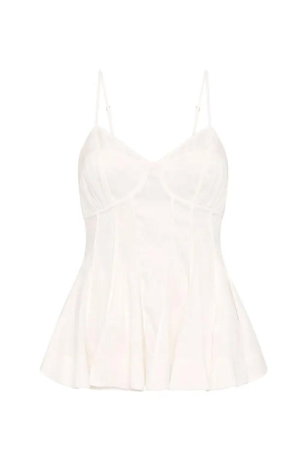Aje Evangeline Flared Camisole Top Ivory Women Tops