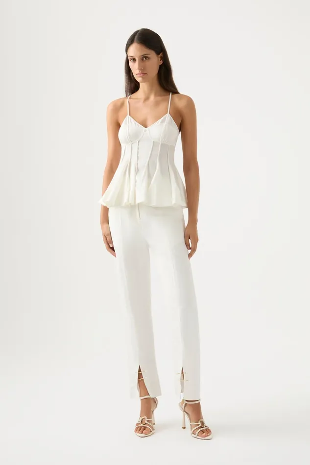 Aje Evangeline Flared Camisole Top Ivory Women Tops
