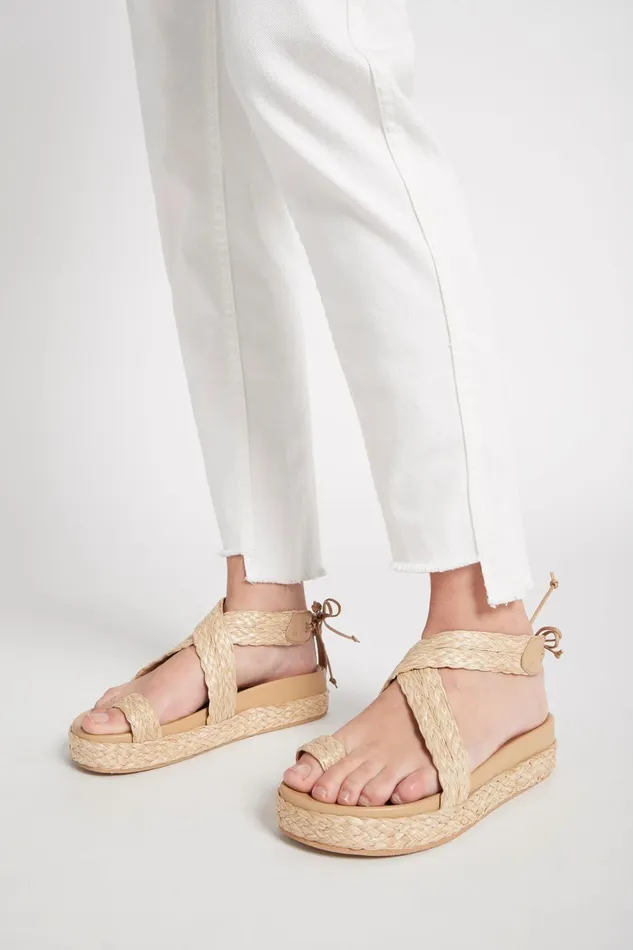 Aje Evie Raffia Platform Sandal Natural Women Shoes