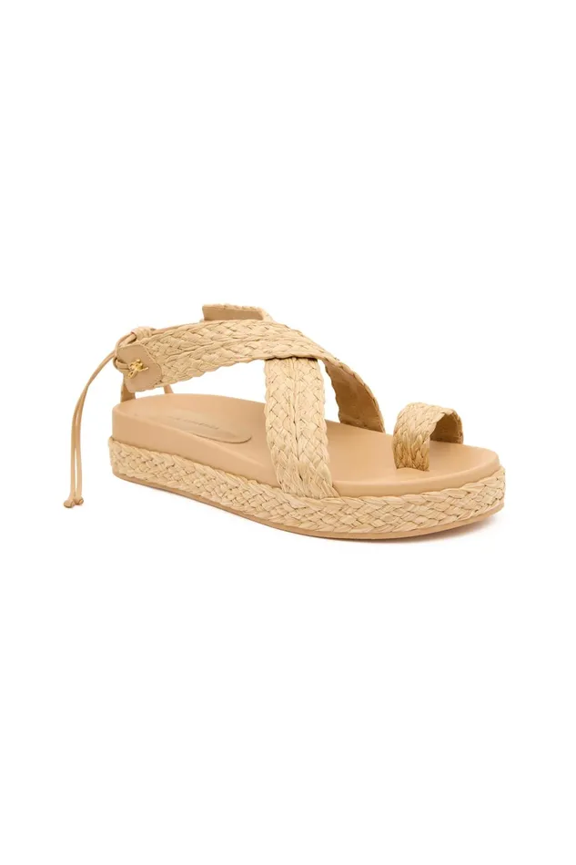 Aje Evie Raffia Platform Sandal Natural Women Shoes
