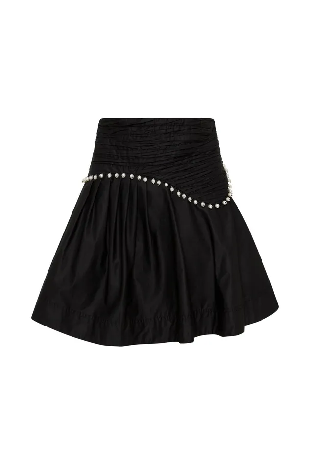 Aje Florence Pearl Trim Mini Skirt Black Women Skirts