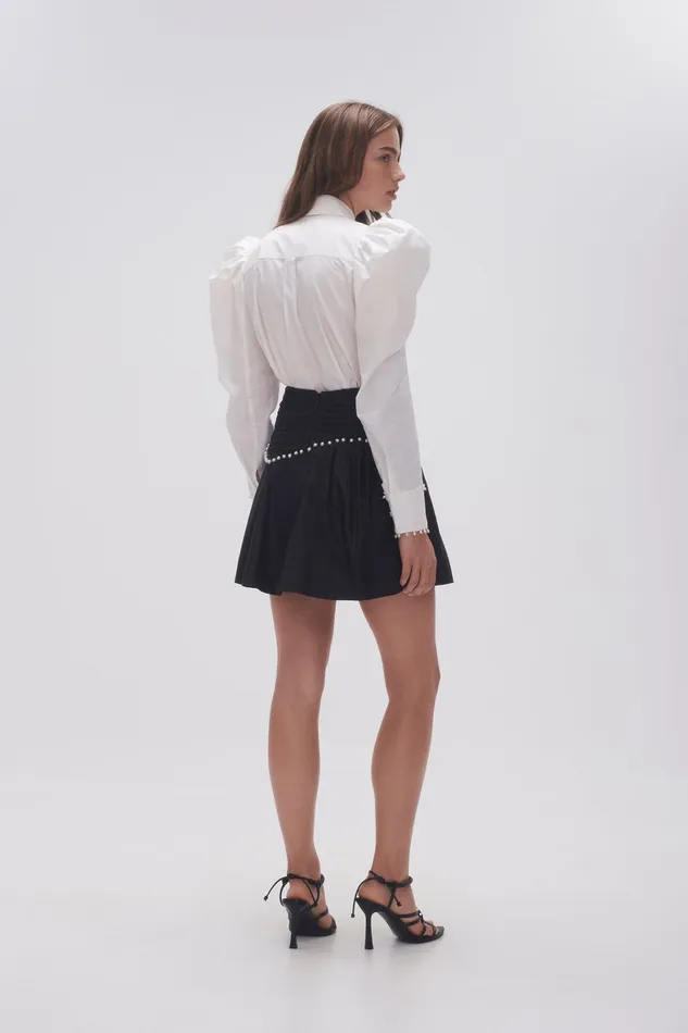 Aje Florence Pearl Trim Mini Skirt Black Women Skirts
