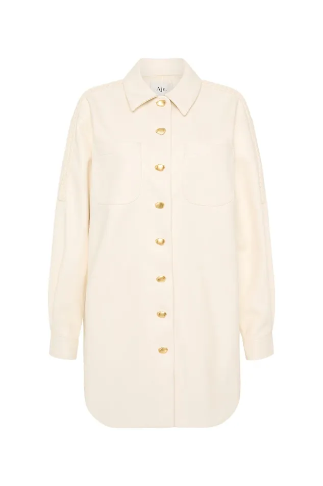 Aje Flourisher Braided Shirt Ivory Women Leather