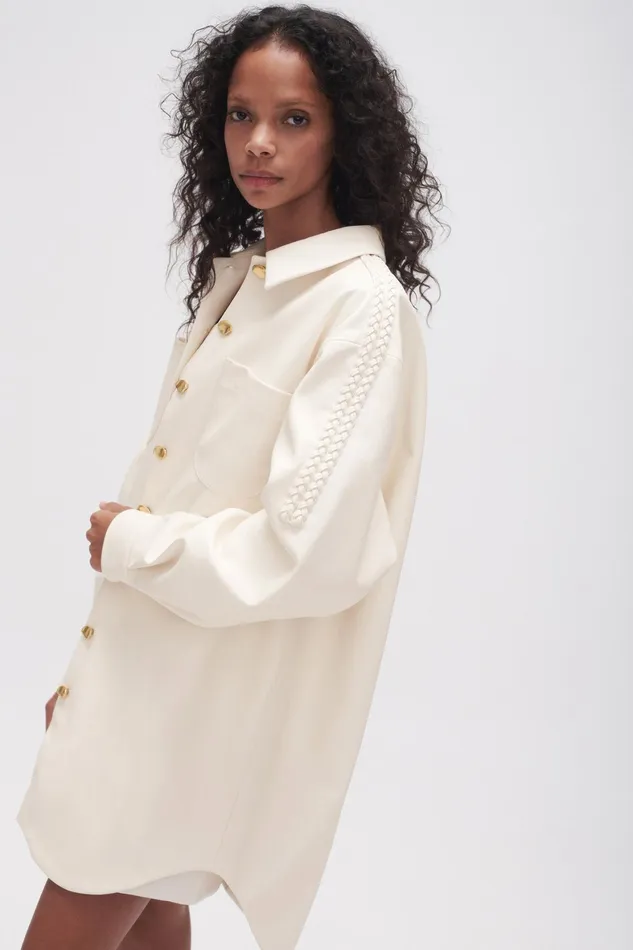 Aje Flourisher Braided Shirt Ivory Women Leather