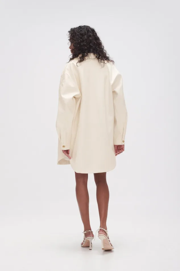 Aje Flourisher Braided Shirt Ivory Women Leather