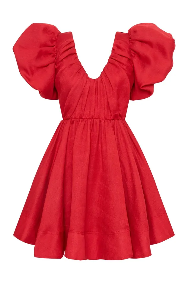 Aje Gretta Bow Back Mini Dress Scarlet Red Women Dresses