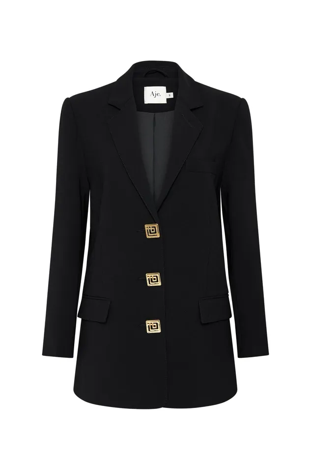 Aje Imperial Boyfriend Blazer Black Women Blazers Jackets and Coats