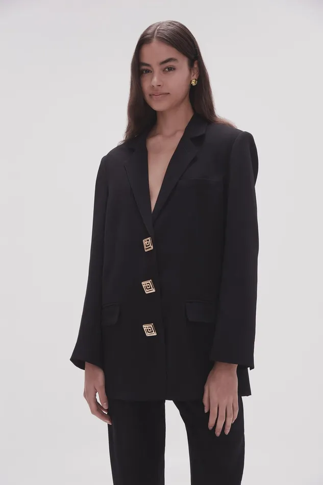 Aje Imperial Boyfriend Blazer Black Women Blazers Jackets and Coats