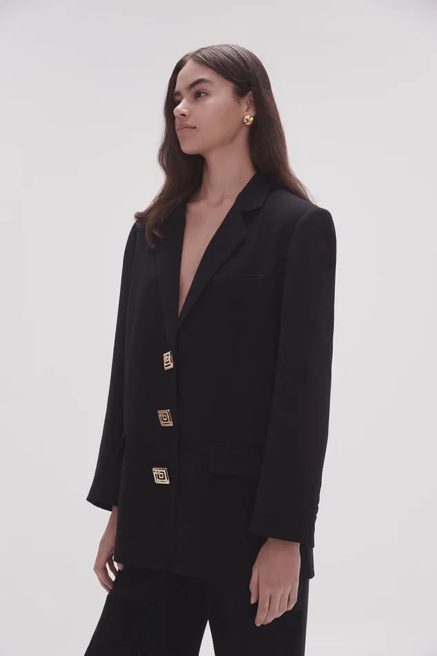 Aje Imperial Boyfriend Blazer Black Women Blazers Jackets and Coats
