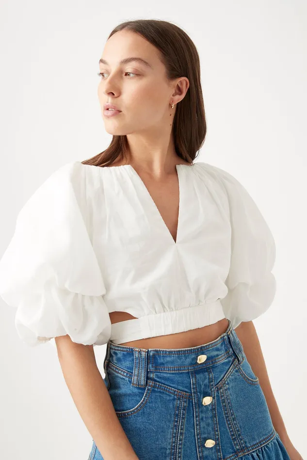 Aje Impression Top Ivory Women Tops