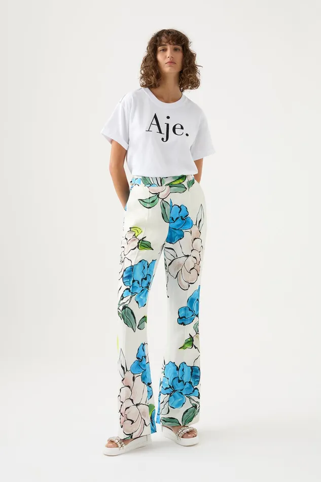 Aje Impressionist Flared Pant Cool Camellia Women Pants