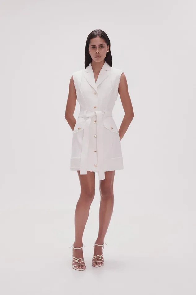 Aje Isabel Utility Mini Dress Ivory Women Dresses