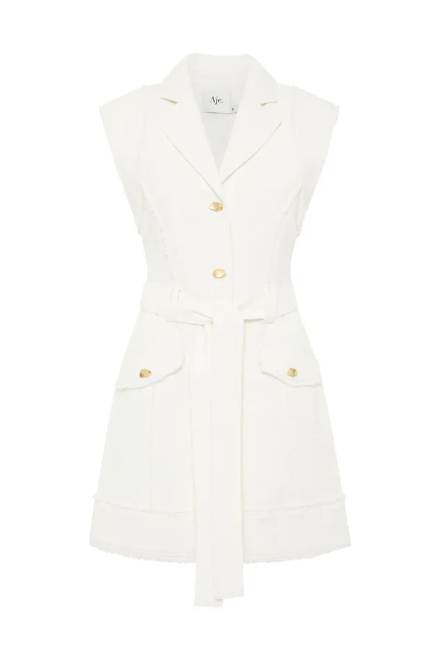 Aje Isabel Utility Mini Dress Ivory Women Dresses