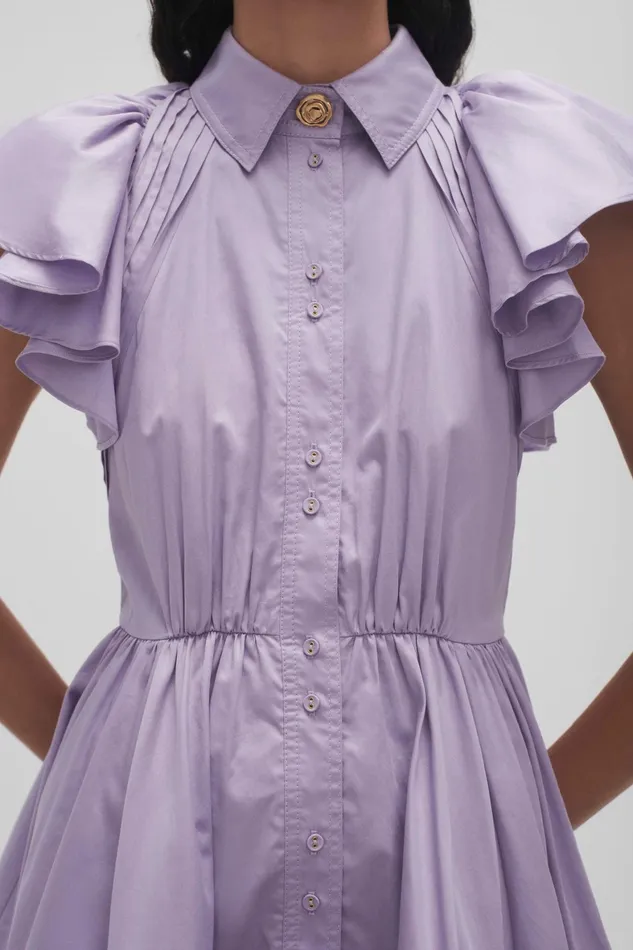 Aje Kindred Frill Mini Dress Lilac Women Dresses