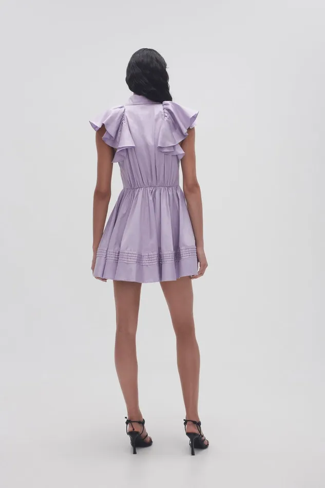Aje Kindred Frill Mini Dress Lilac Women Dresses