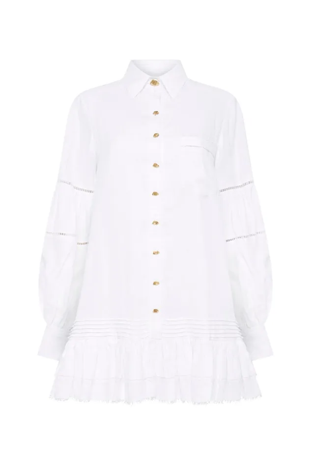 Aje Lotus Shirt Dress Ivory Women Dresses