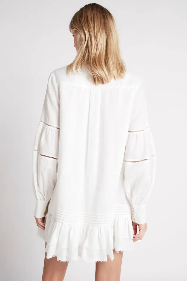 Aje Lotus Shirt Dress Ivory Women Dresses