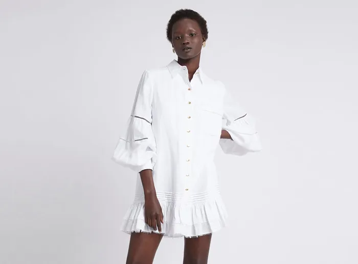 Aje Lotus Shirt Dress Ivory Women Dresses
