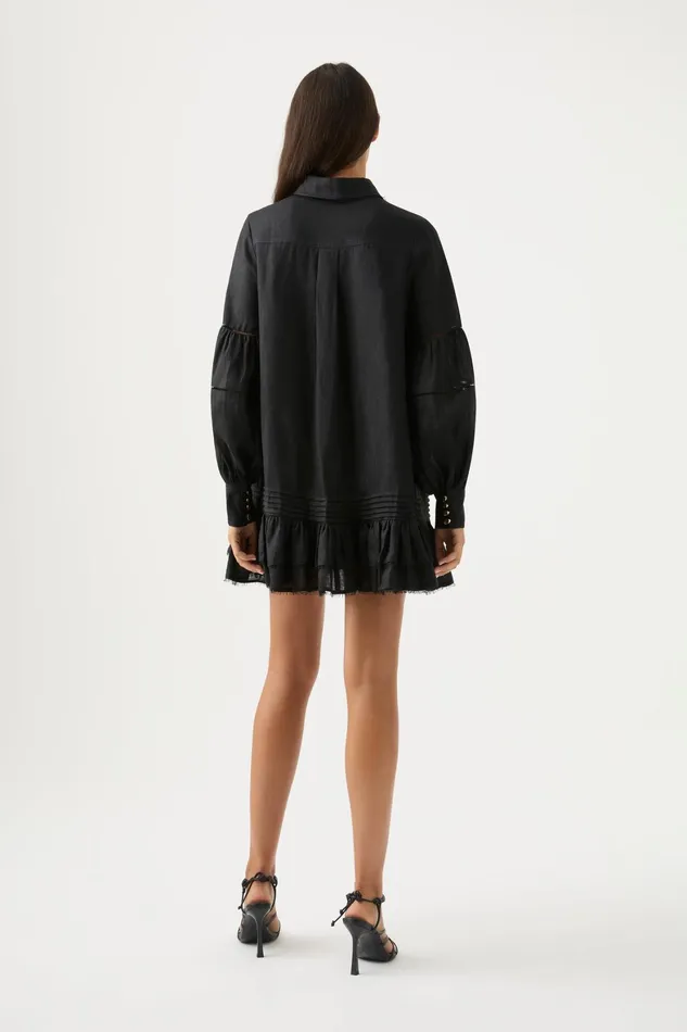 Aje Lotus Shirt Mini Dress Black Women Dresses