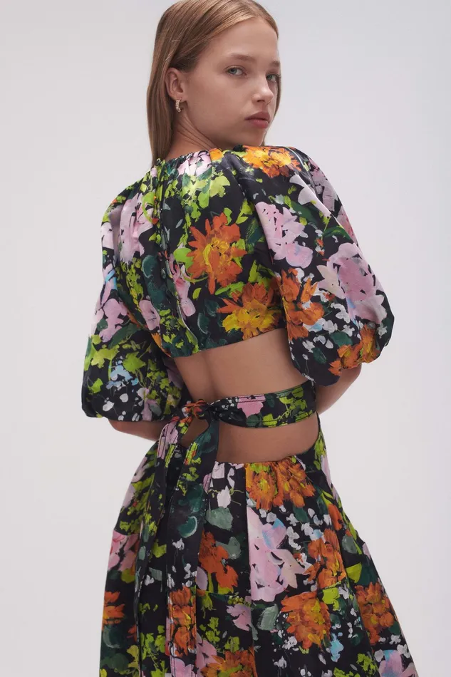 Aje Mimosa Cutout Midi Dress Midnight Floral Women Dresses
