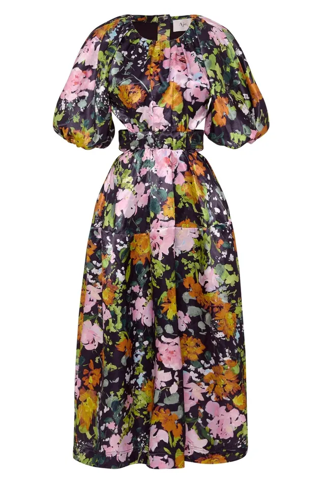 Aje Mimosa Cutout Midi Dress Midnight Floral Women Dresses