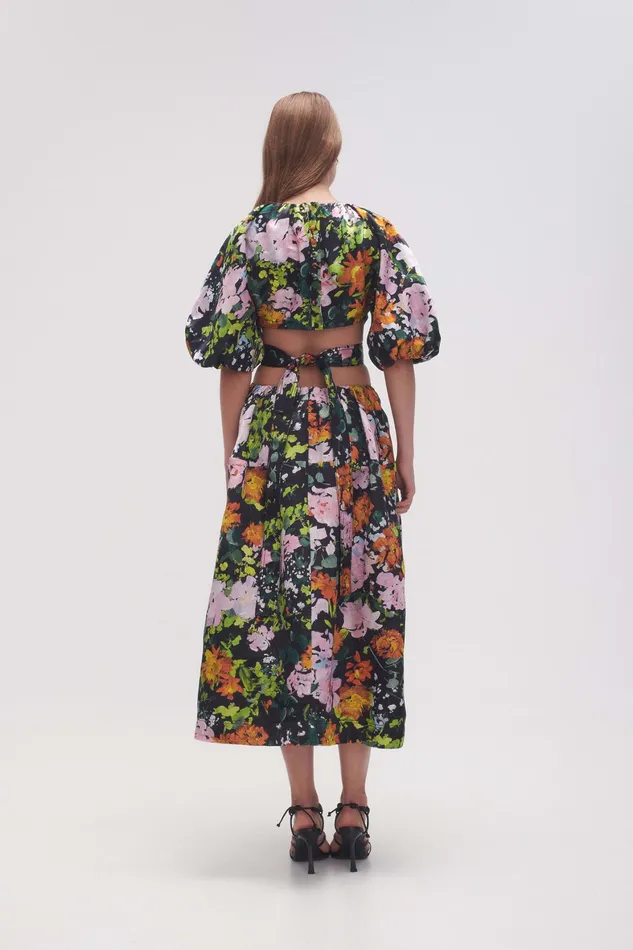 Aje Mimosa Cutout Midi Dress Midnight Floral Women Dresses