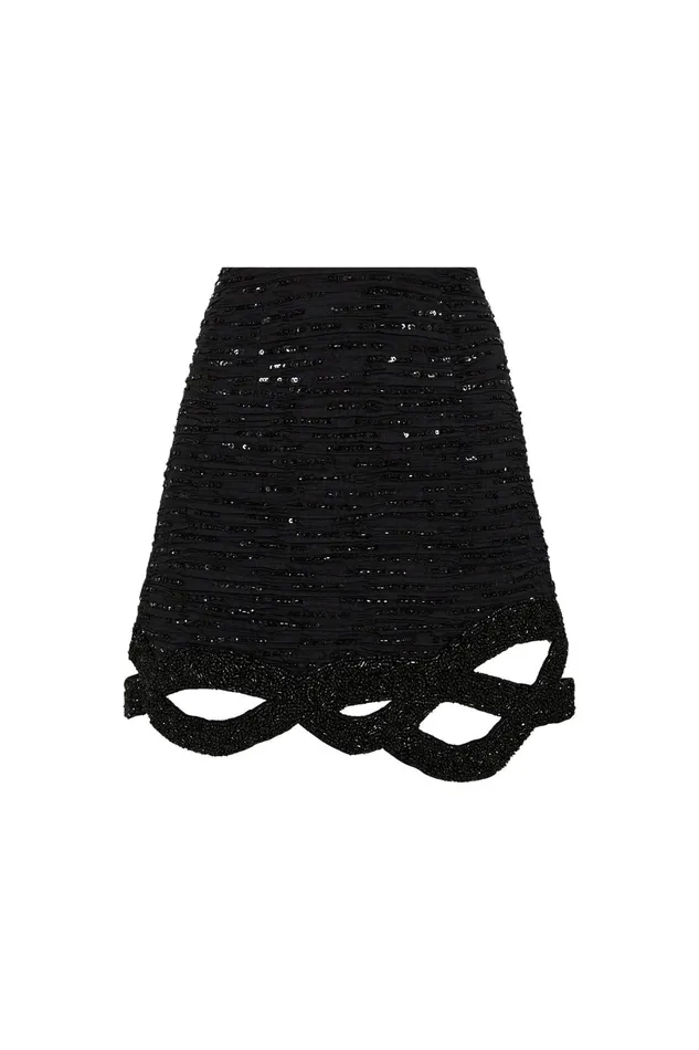 Aje New Catara Sequin Mini Skirt Black Women Skirts