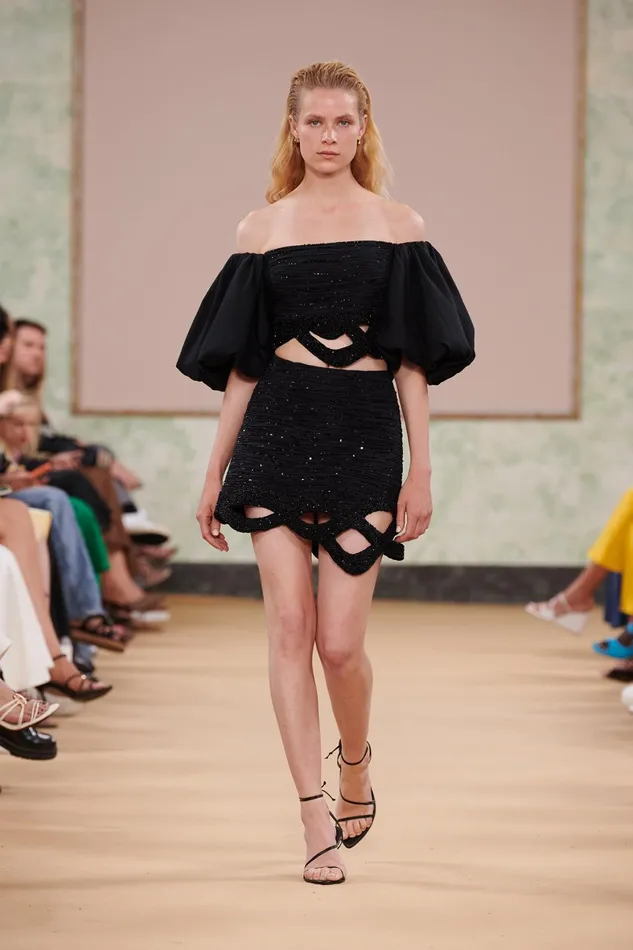 Aje New Catara Sequin Mini Skirt Black Women Skirts