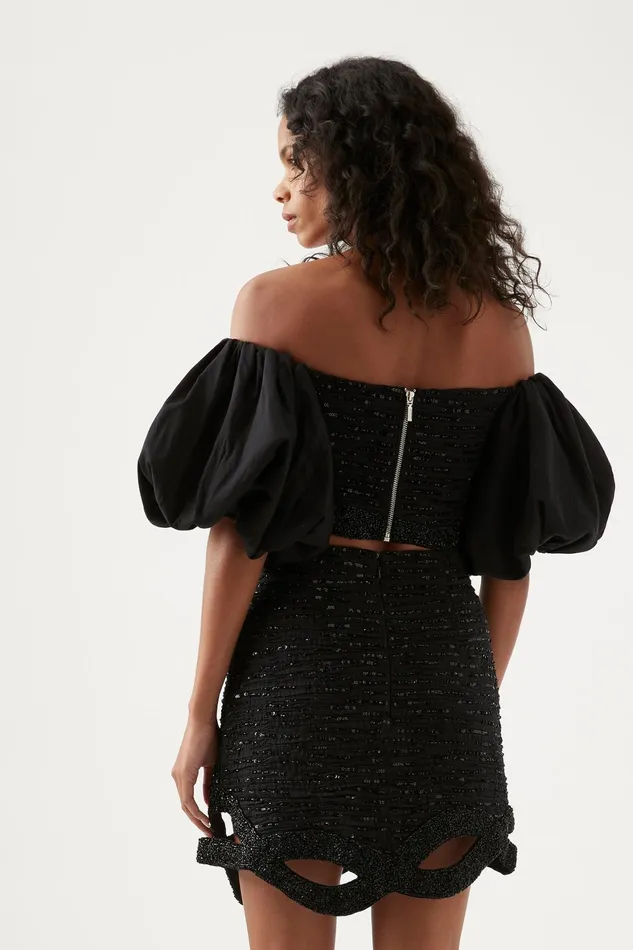 Aje New Catara Sequin Mini Skirt Black Women Skirts