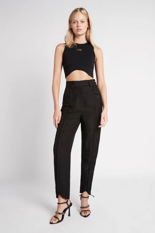 Aje Nova Stepped Hem Pant Black Women Pants