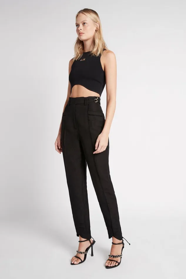 Aje Nova Stepped Hem Pant Black Women Pants