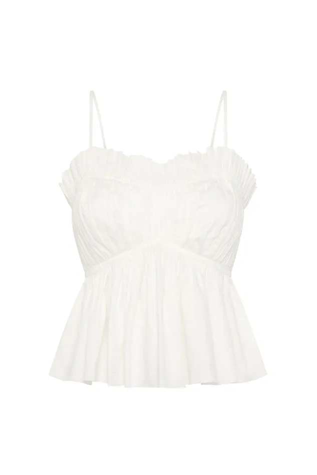 Aje Odette Ruched Cami Top Ivory Women Tops