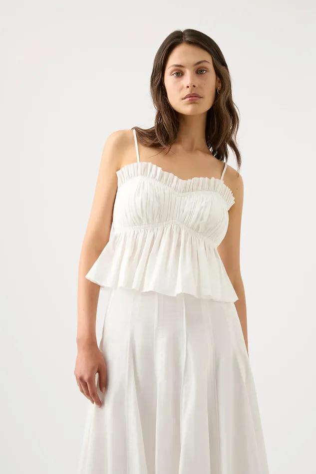 Aje Odette Ruched Cami Top Ivory Women Tops