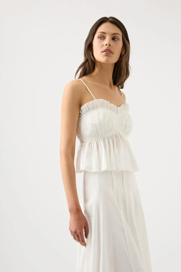 Aje Odette Ruched Cami Top Ivory Women Tops