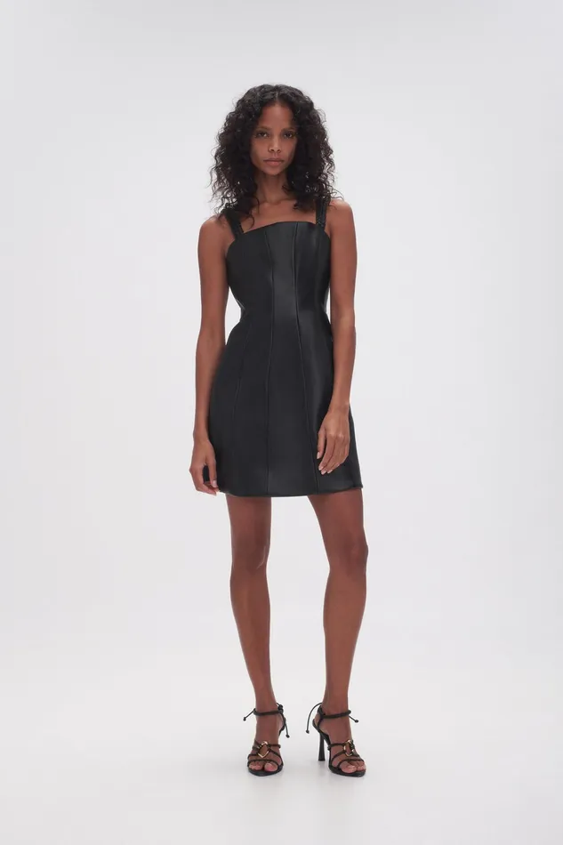 Aje Osa Braided Mini Dress Black Women Leather
