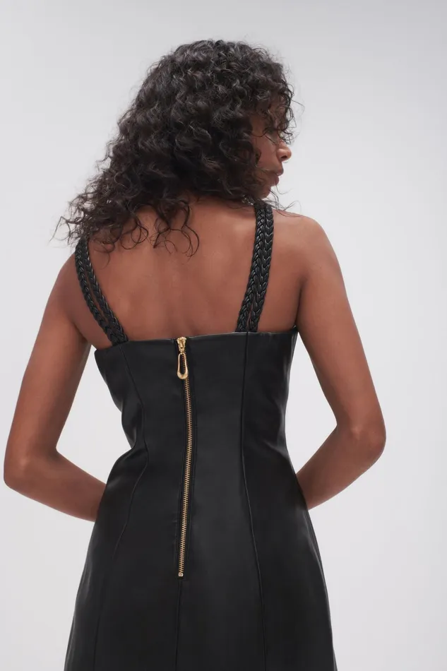 Aje Osa Braided Mini Dress Black Women Leather