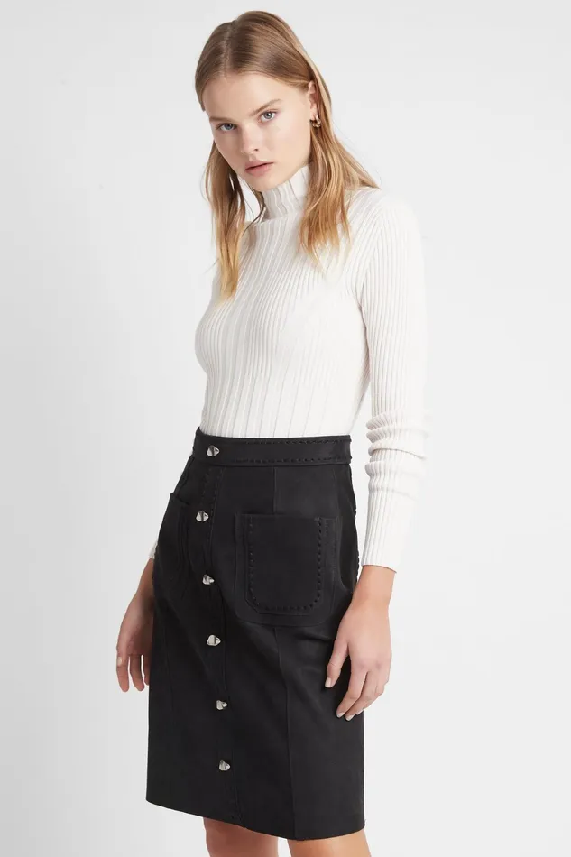 Aje Paris Leather Midi Skirt Black Women Skirts
