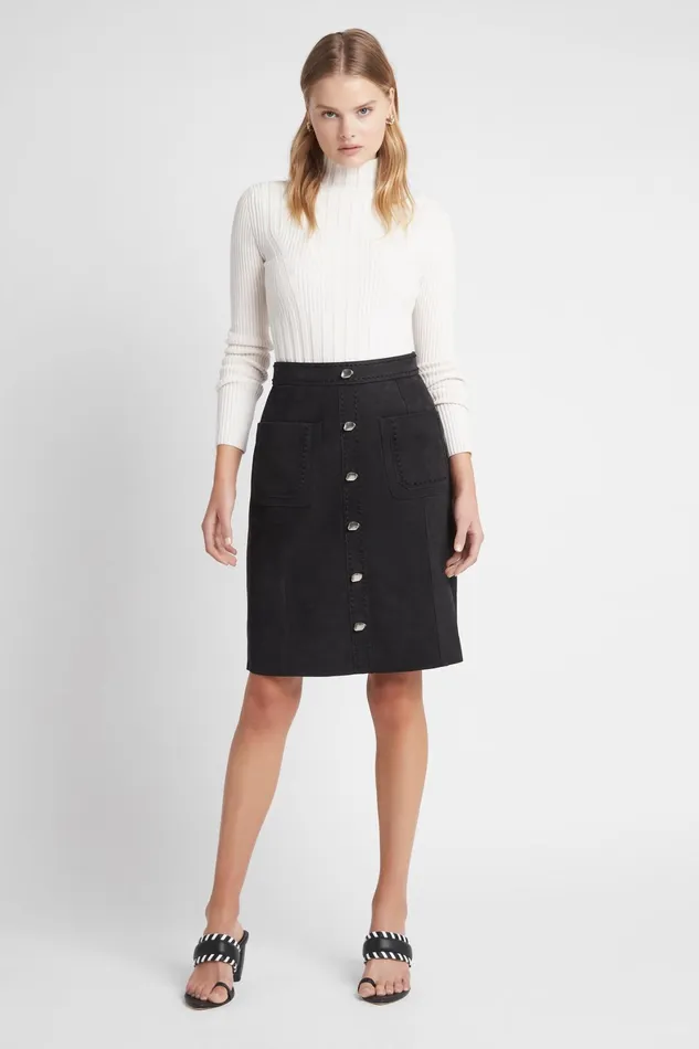 Aje Paris Leather Midi Skirt Black Women Skirts