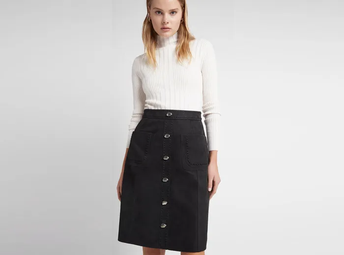 Aje Paris Leather Midi Skirt Black Women Skirts