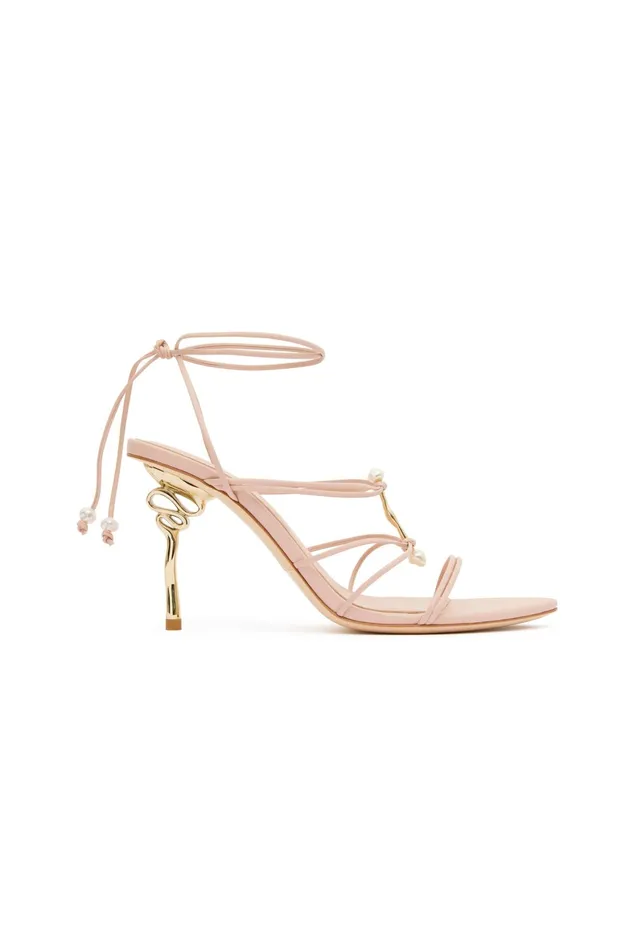 Aje Perenna Pearl Bar Strappy Heel Blush Pink Women Shoes