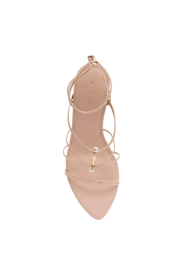 Aje Perenna Pearl Bar Strappy Heel Blush Pink Women Shoes