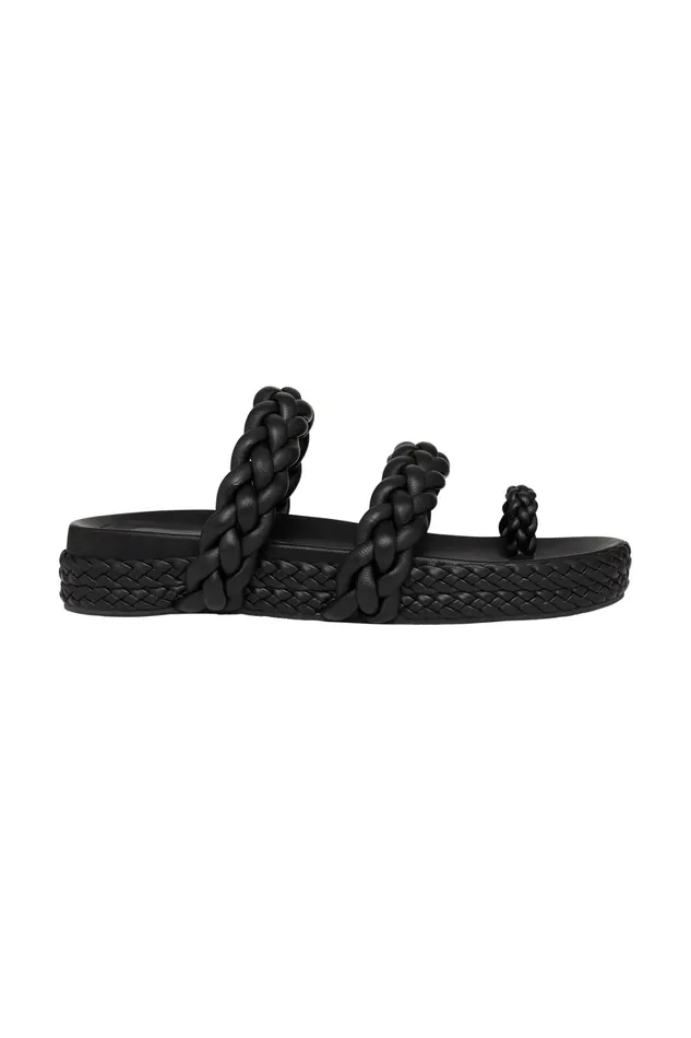 Aje Promenade Braided Chunky Slide Black Women Shoes