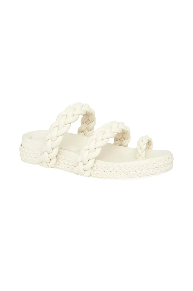 Aje Promenade Braided Chunky Slide Ivory Women Shoes