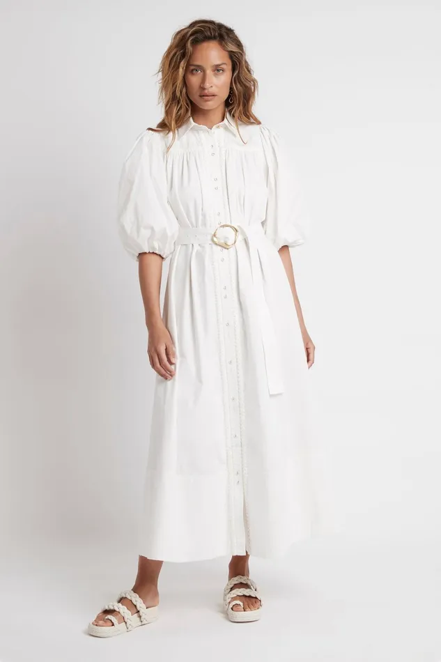 Aje Promenade Braided Chunky Slide White Women Shoes