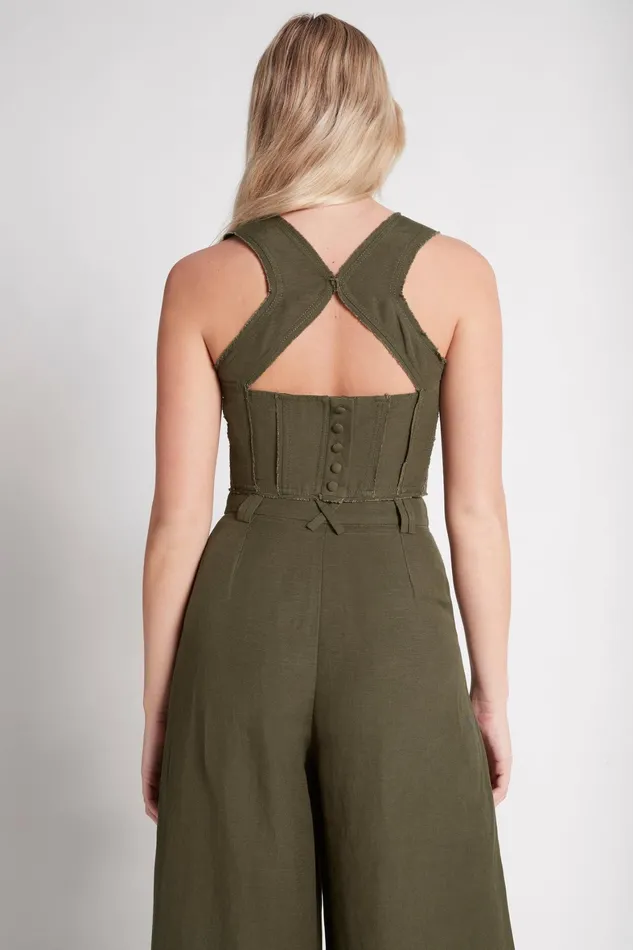 Aje Radiance Cropped Top Khaki Women Tops