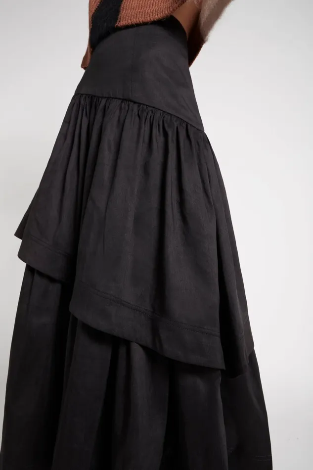 Aje Romy Tiered Midi Skirt Black Women Skirts
