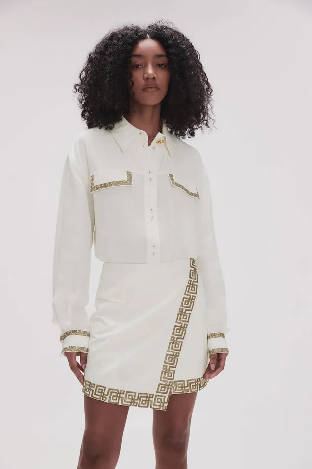 Aje Senses Embroidered Shirt Ivorydesert Khaki Women Tops