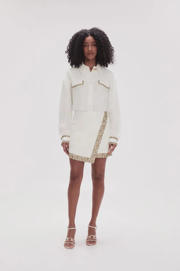Aje Senses Embroidered Shirt Ivorydesert Khaki Women Tops